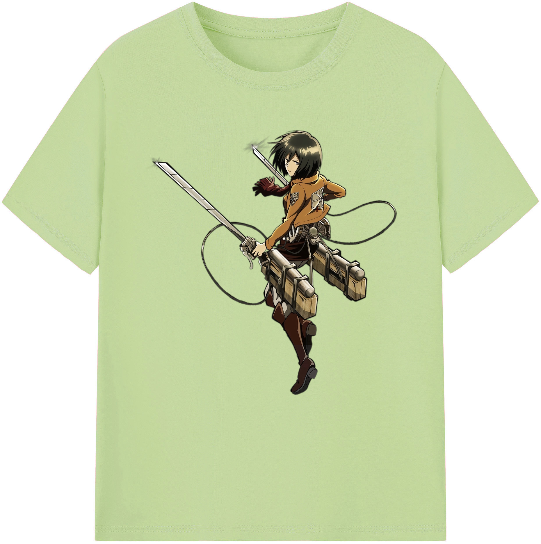（画像用） 進撃の巨人 ミカサ·アッカーマン Attack on Titan Mikasa Ackerman 綿100％半袖Tシャツ（フロントプリント）